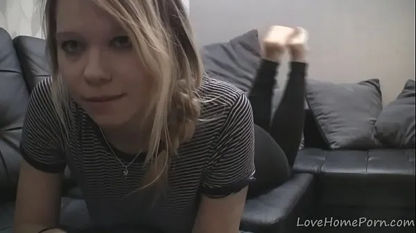 Büyük Cute blonde bends over and masturbates on camera yeni Video