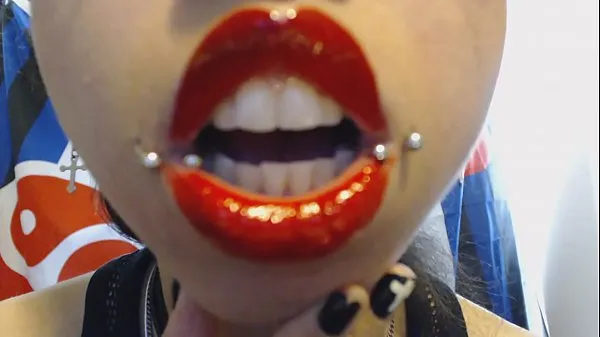 Big Bright Red Lips Drool and Spit a LOT of Saliva new Videos