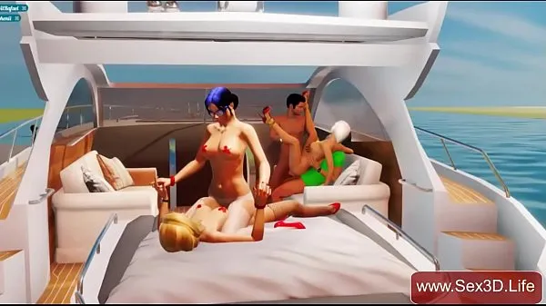 Big Yacht 3D group sex with beautiful blonde - Adult Game new Videos