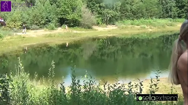 Duże Sperm and piss bitch gets public on a bathing lake, the mouth stuffed! Dirty used by 40 men as cum and piss toilet! Part 3 nowe filmy