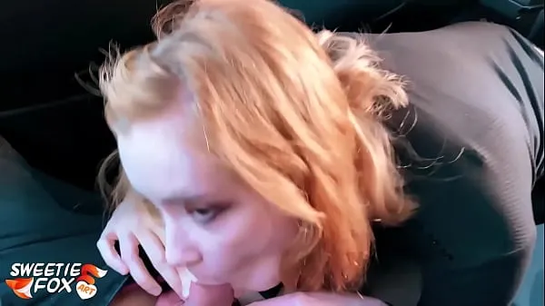 Redhead Suck Dick Taxi Driver and Cum Swallow in the Car - POV Video baru yang besar