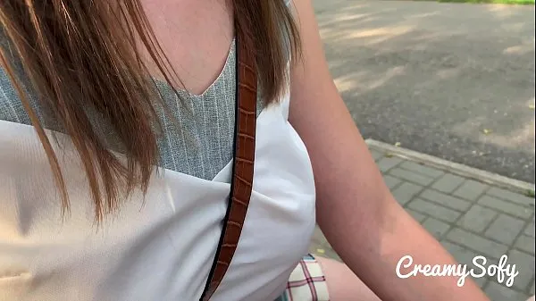 Veľké Surprise from my naughty girlfriend - mini skirt and daring public blowjob - CreamySofy nové videá