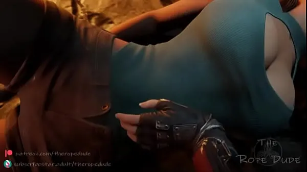 Büyük Lara Croft tied up and played with by Tifa [TheRopeDude yeni Video