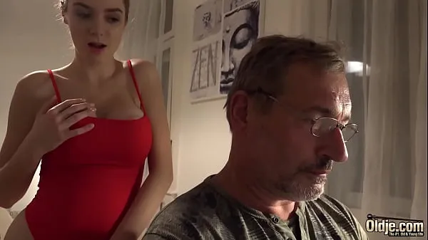 Bald old man puts his cock inside teen pussy and fucks her Video baru yang besar