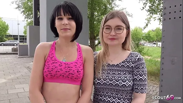 GERMAN SCOUT - TWO SKINNY GIRLS FIRST TIME FFM 3SOME AT PICKUP IN BERLIN Video baharu besar