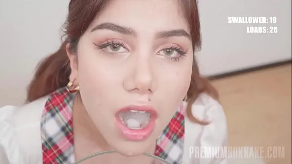PremiumBukkake - Marina Gold swallows 48 huge mouthful cumshots Video baru yang besar