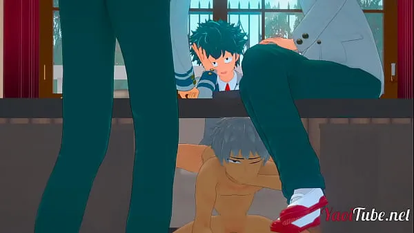 대규모 Boku No Hero Yaoi 3D - Deku fucks Bakugou under the table while talking to Todoroki and Kaminari - Bareback Anal Creampie개의 새 동영상