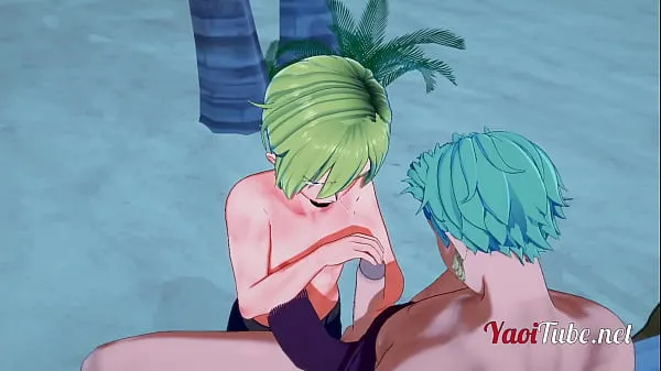 Isoja One Piece Yaoi - Zoro x Sanji Handjob and Blowjob in a beach - anime Manga Gay uutta videota