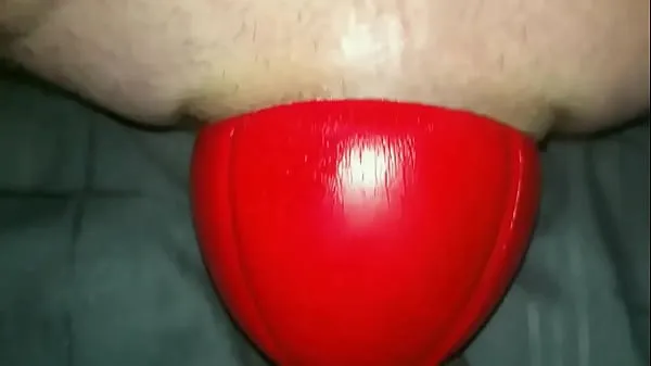Büyük Huge 12 cm wide Red Football sliding out of my Ass up close in Slow Motion yeni Video