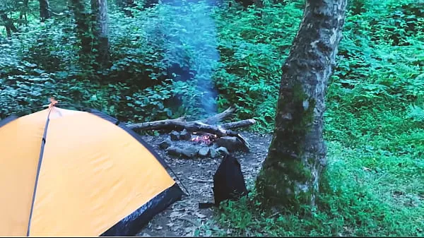 Teen sex in the forest, in a tent. REAL VIDEO Video baharu besar
