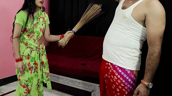 punish up with a broom, then fucked by tenant. In clear Hindi voice Video baru yang besar