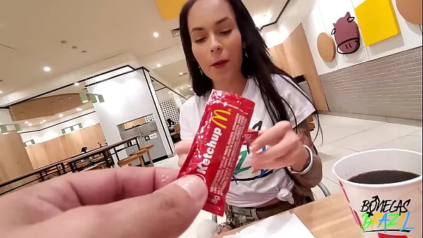 Isoja Aleshka Markov gets ready inside McDonalds while eating her lunch and letting Neca out uutta videota