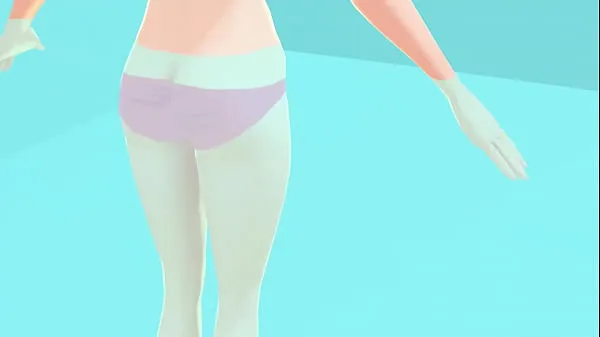Veliki Toyota's anime girl shakes big breasts in a pink bikini novi videoposnetki