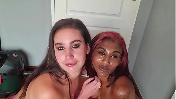Mixed race LESBIANS covering up each others faces with SALIVA as well as sharing sloppy tongue kisses مقاطع فيديو جديدة كبيرة