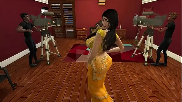 Stora Desi Aunty Manju teasing horny guys by wearing a sexy yellow saree nya videor