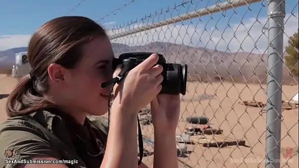 Sexy war reporter Casey Calvert caught on cam soldier James Deen fucking bound babe Lyla Storm then she is caught and anal fucked too in a desert Video baharu besar