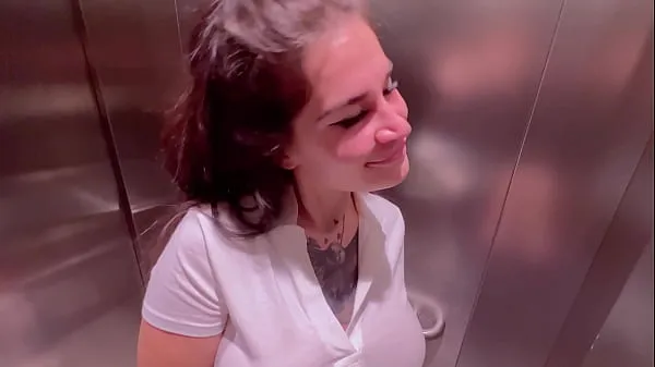 Big Beautiful girl Instagram blogger sucks in the elevator of the store and gets a facial new Videos