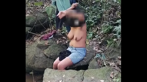 Big Janaki Risky public outdoors shower in natural waterfall new Videos