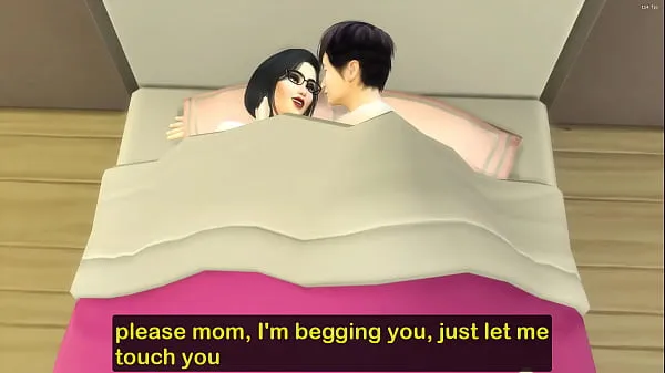 Grote Japanese Step-mom and virgin step-son share the same bed at the hotel room on a business trip nieuwe video's
