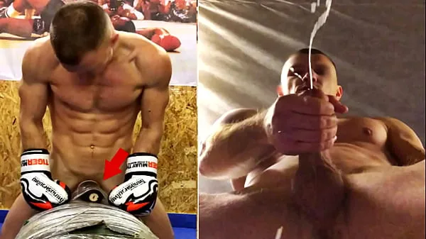 A real Russian Fighter in Training FUCKS his Boxing Bag and CUMS on Gay Men's Faces Video baru yang besar