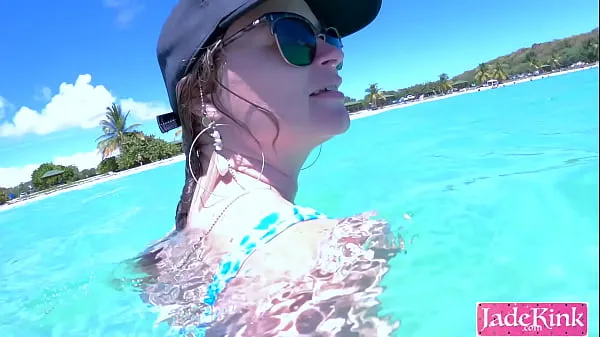 Couple on vacation public fuck at the beach underwater creampie Video baru yang besar