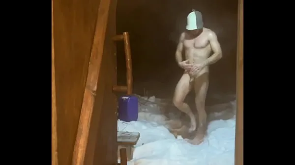 Sex VLOG from VILLAGE / Horny in the bathhouse and jerking off a big dick / Pissing in an outdoor toilet in winter Video baru yang besar