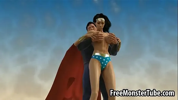 3D Wonder Woman sucking on Superman's hard cock مقاطع فيديو جديدة كبيرة